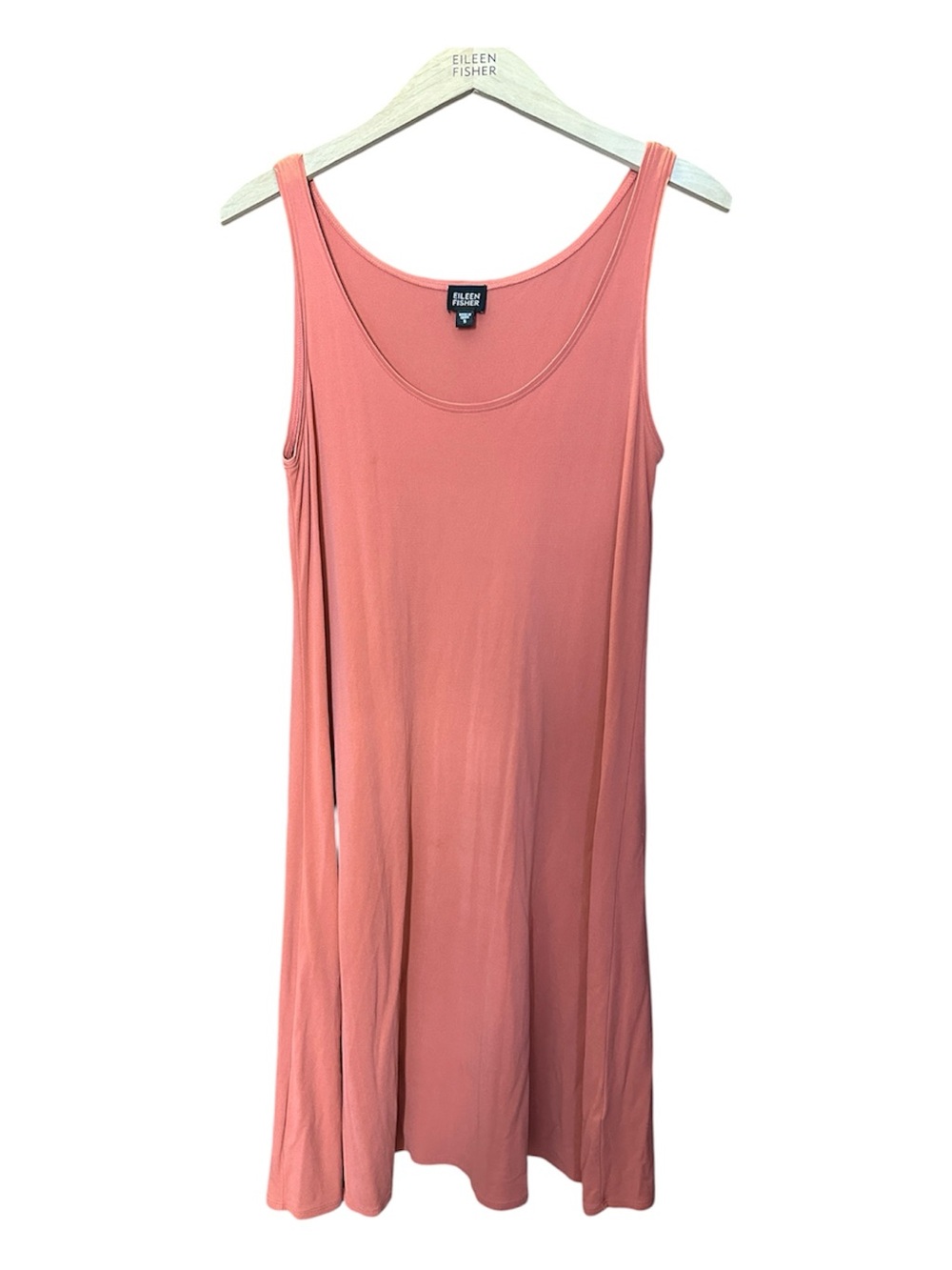 EILEEN FISHER Coral Scoop Neck Sleeveless Silk Dress